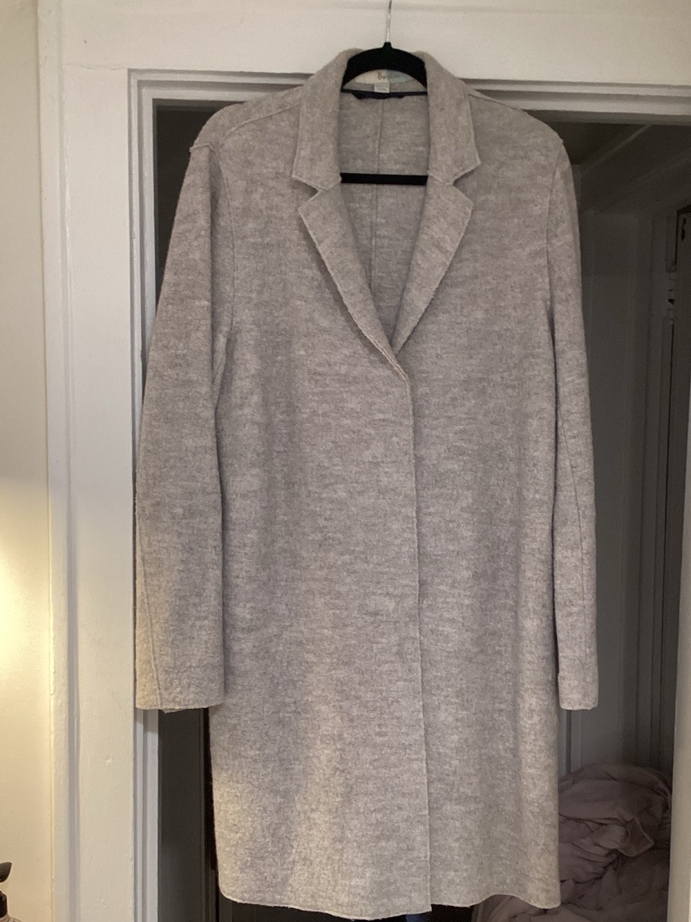 Boden Light Gray Long Open-Front Trench Coat